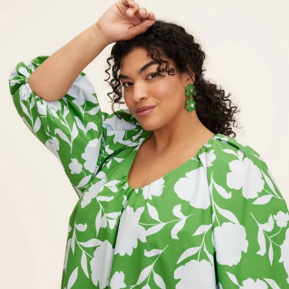Kate Spade X Target Green Linear Flower Dangly Earrings Limited Edition NWT